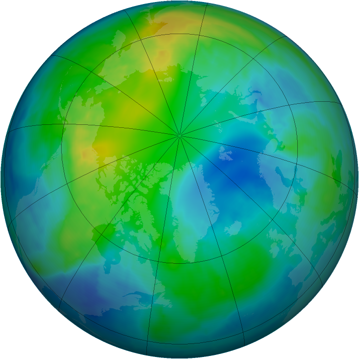Arctic ozone map for 30 October 2009